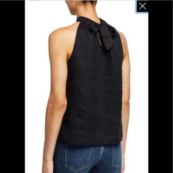 Brand New! Neiman Marcus Black Linen Halter Top - Picture 2 of 6